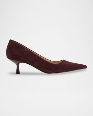 Marc Fisher Calynna Suede Kitten-Heel Pumps - Red
