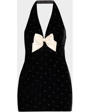 LoveShackFancy Kathy Velvet Halter Mini Dress - Black