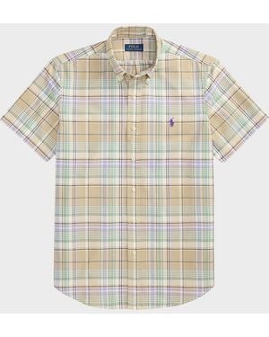 Polo Ralph Lauren Apos;S Classic-Fit Plaid Short-Sleeve Oxford Shirt - White