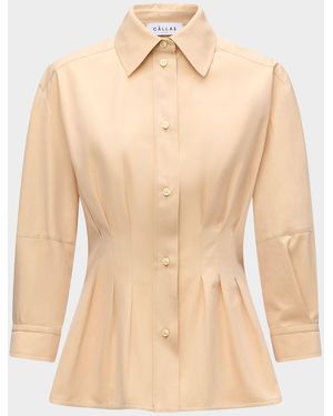 Callas Milano Rhessa Pleated Cotton Shirt - Natural