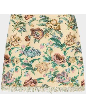 Kobi Halperin Celia Floral Fringe Cotton-Blend Miniskirt - Metallic