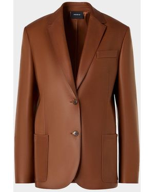 Akris Kora Nappa Leather Single-Breasted Jacket - Brown