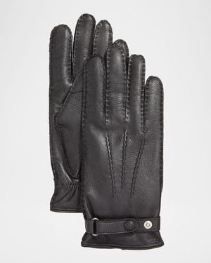 Hestra Winston Snap Leather Cashmere-Lined Gloves - Gray