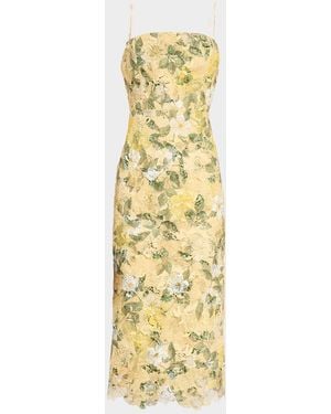 Emanuel Ungaro Robin Embroidered Floral Lace Midi Dress - Metallic
