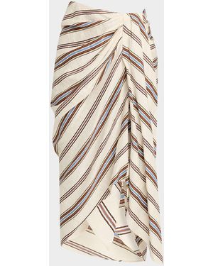 A.L.C. Rhodes Draped Linen Midi Skirt - Natural