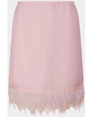 STAUD Lark Silk Feather-Hem Mini Skirt - Pink