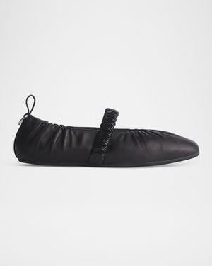 Rag & Bone Spire Ruched Leather Mary Jane Ballerina Flats - Black