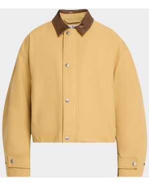 Acne Studios Apos;S Opado Satin Leather-Collar Bomber Jacket - Natural