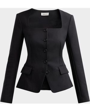 Jonathan Simkhai Marlowe Tailored Square-Neck Jacket - Black