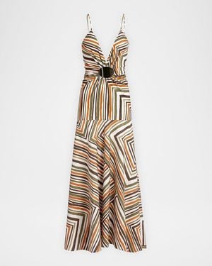 Silvia Tcherassi Emeli Striped Maxi Dress - Metallic