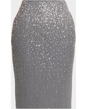 Alex Perry Crystal Suiting Pencil Skirt - Blue