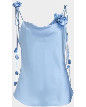 Cinq À Sept Trailing Flower Marta Silk Cami - Blue