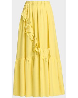Ramy Brook Bridget Ruffled Cotton-Blend A-Line Maxi Skirt - Yellow