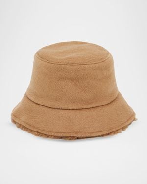 Max Mara Fiducia Reversible Camel & Teddy Cloche Hat - Natural