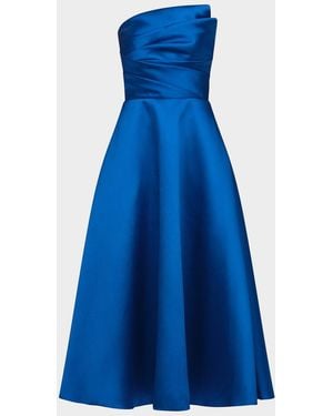 THEIA Salem Pleated Strapless Cocktail Dress - Blue