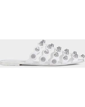 Alexander Wang Rexa Studded Cage Leather Slides - White