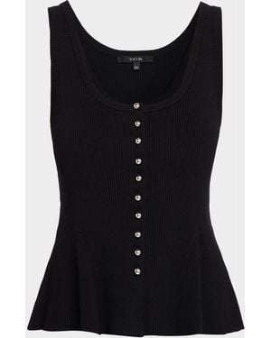 Toccin Eden Ribbed Peplum Tank Top - Black