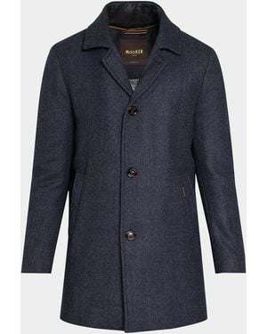 Moorer Apos;S Monferrato Wool Layered Topcoat - Blue