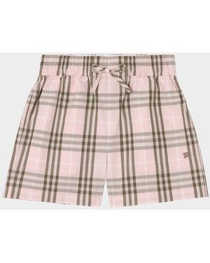 Burberry Evelyn Check Cotton Shorts - Natural