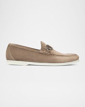Donald J Pliner Augie Suede Bit Loafers - White