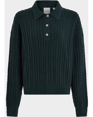 Varley Dottie Knit Polo Sweater - Green