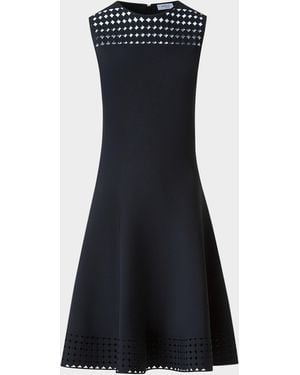 Akris Punto Dot Lace Sleeveless A-Line Knit Dress - Blue