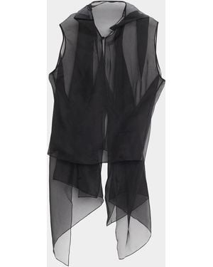 Brandon Maxwell Vienna Cowl-Neck Silk Georgette Drape Tank Top - Black