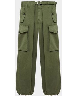 Loewe Pleated Straight-Leg Cargo Pants - Green