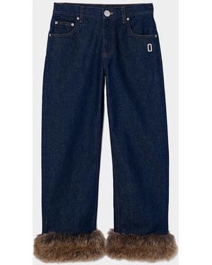 Marc Jacobs Faux-Fur-Trimmed Crop Jeans - Blue