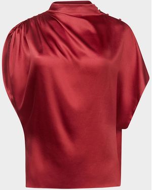 Twp Wish You Would Draped Silk Blouse - Red