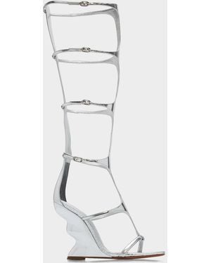 Alexandre Birman 100Mm Boonie Metallic Leather Gladiator Sandals - White