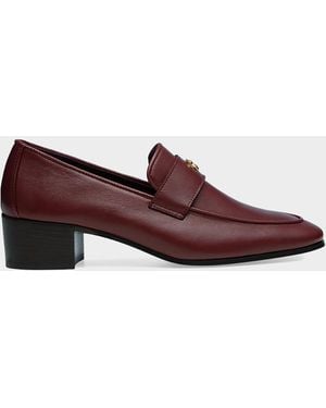 Bougeotte Leather Medallion Heeled Loafers - Brown