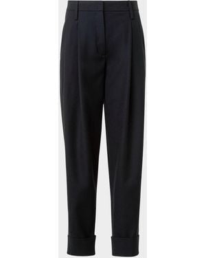 Akris Punto Franklyn Pleated Wool Tricotine Tapered-Leg Pants - Blue
