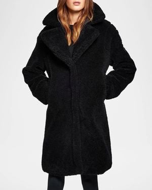 Sam. Sherpa Leather-Trimmed Coat - Black