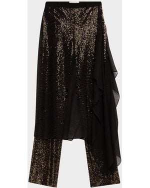 Michael Kors Draped Sequin Straight-Leg Pants - Black