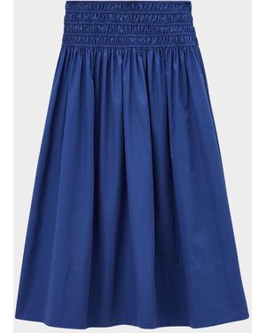JOSEPH Leonie Cotton Sateen Midi Skirt - Blue