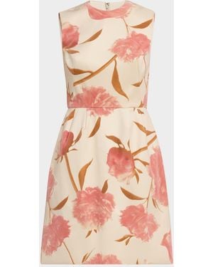 Lela Rose Floral Sleeveless Fit-&-Flare Mini Dress - Pink