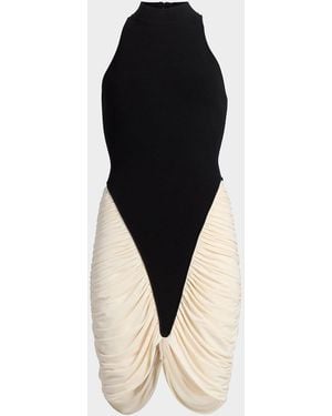 Et Ochs Atticus Sleeveless Draped Knit Mini Dress - Black