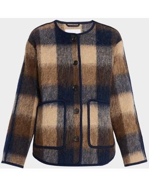 Tanya Taylor Janet Plaid Barn Jacket - Blue
