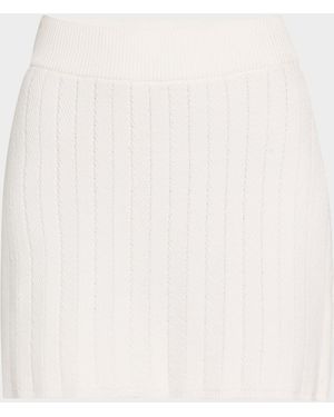Argent Herringbone Straight Mini Skirt - Natural