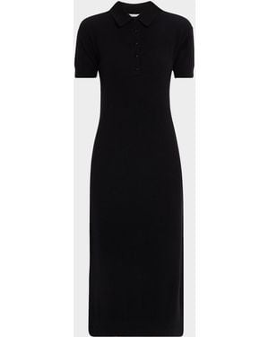 Maria McManus Short-Sleeve Cashmere Knit Midi Polo Dress - Black