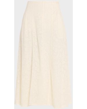 Alberta Ferretti Wool-Blend A-Line Midi Skirt - Natural