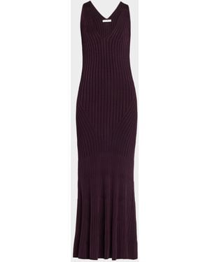Adam Lippes Twyla Sleeveless Ribbed Midi Dress - Purple