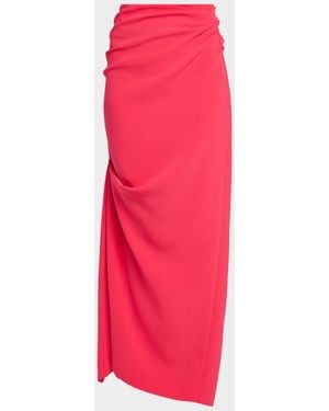 Christopher John Rogers Asymmetric Drape Midi Skirt - Pink