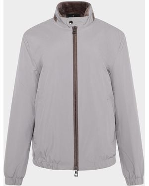 Gorski Apos;S Lamb Shearling Lined Bomber Jacket - Gray