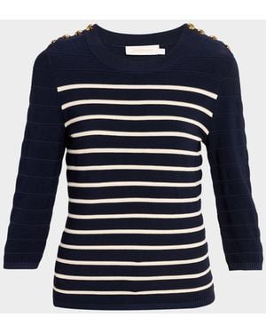 Zimmermann Luna Striped Crewneck Sweater - Blue