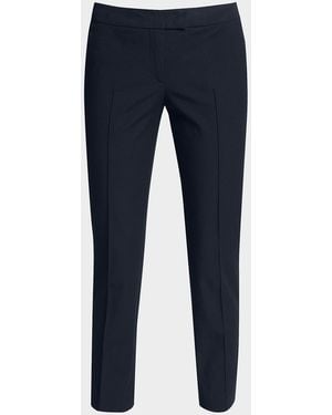Akris Punto Frankie Straight-Leg Cotton-Stretch Cropped Pants - Blue