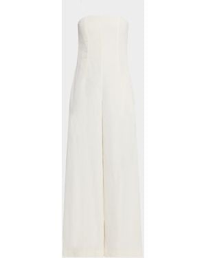 Twp Jade Strapless Linen-Blend Jumpsuit - White