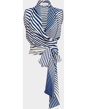 Silvia Tcherassi Joaquina Striped Wrap Blouse - Blue