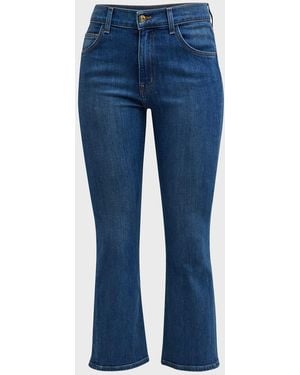 St. John Cropped Stretch Denim Flare Jeans - Blue
